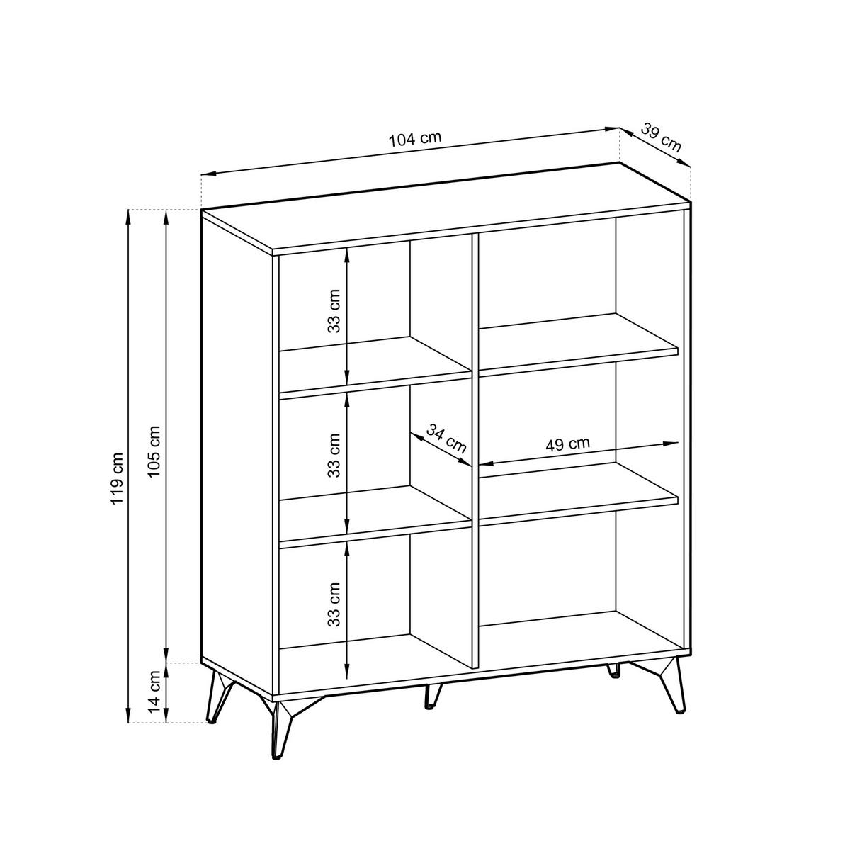 HIGHBOARD Boulia Schwarz mit Fischgrätfronten in Eiche 104 cm - Eichefarben/Schwarz, Holzwerkstoff/Metall (104/119/39cm) - Selsey