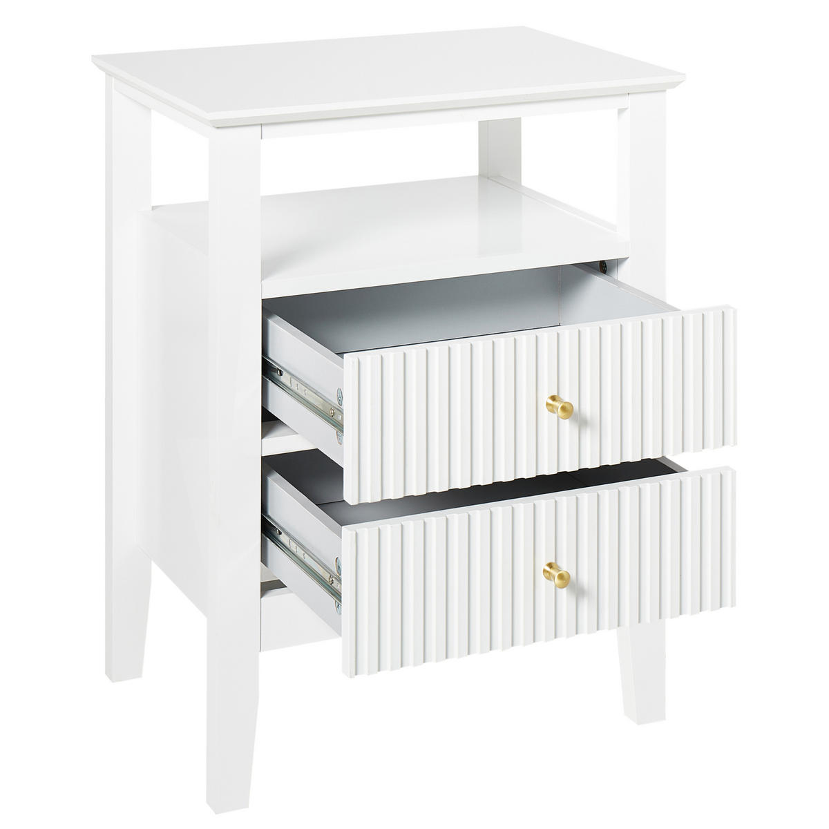 NACHTTISCH mit 2 Schubladen Weiß Assisi - Weiß, Holzwerkstoff (35/48/62cm) - Beliani
