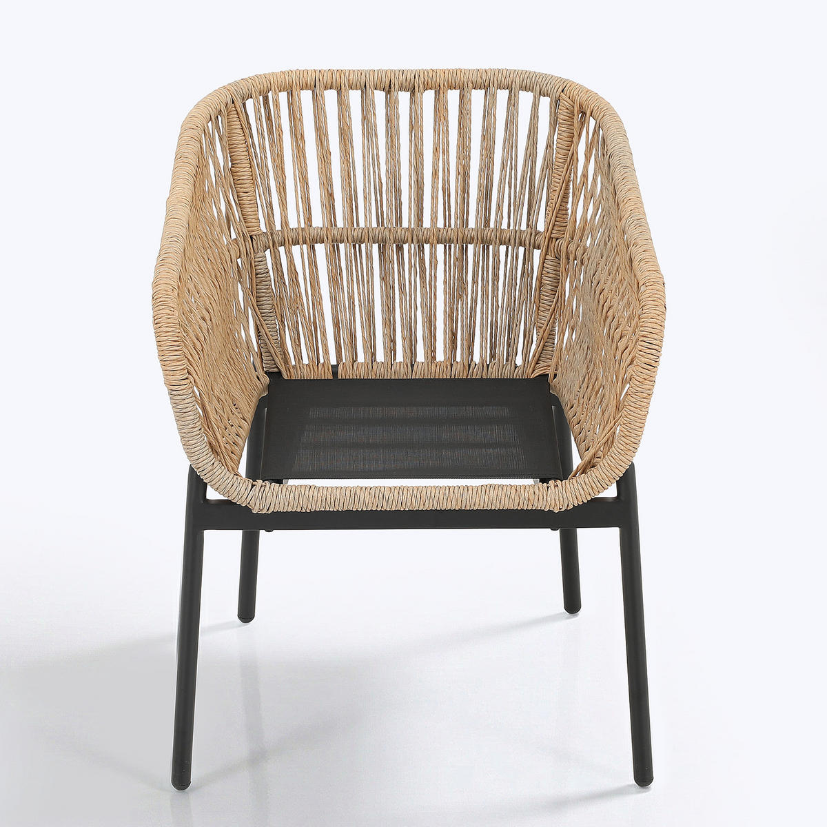 GARTENESSGRUPPE - 7-teilig - Aluminium / Polyrattan / Webstoff - Schwarz/Grau, Naturmaterialien/Textil - home24