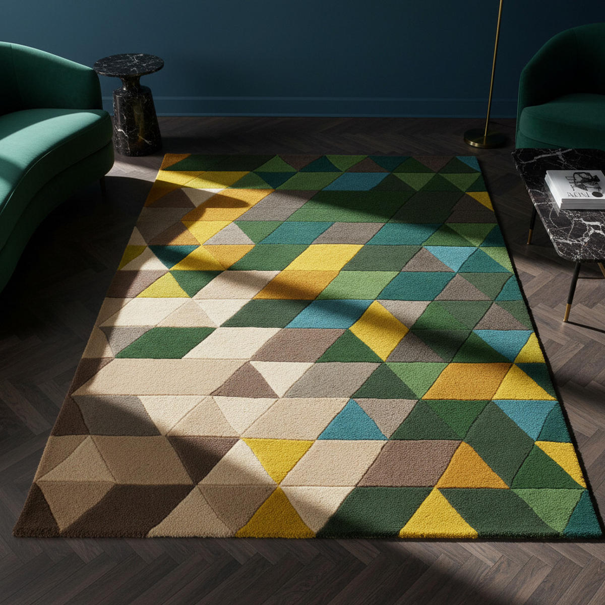 WOLLTEPPICH handgetuftet geometrisch DERWENT HAZEL, Grün-Multi 200x290 cm - Grün, Textil (200/290cm) - KADIMA DESIGN