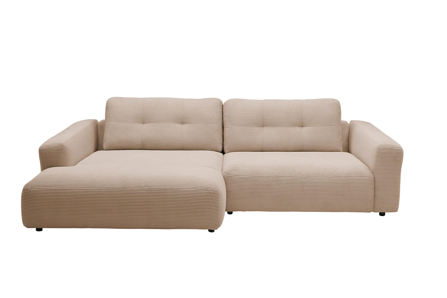 ECKSOFA XL MIKA Taupe Cord - Taupe/Schwarz, Kunststoff/Textil (296/167cm) - KAWOLA