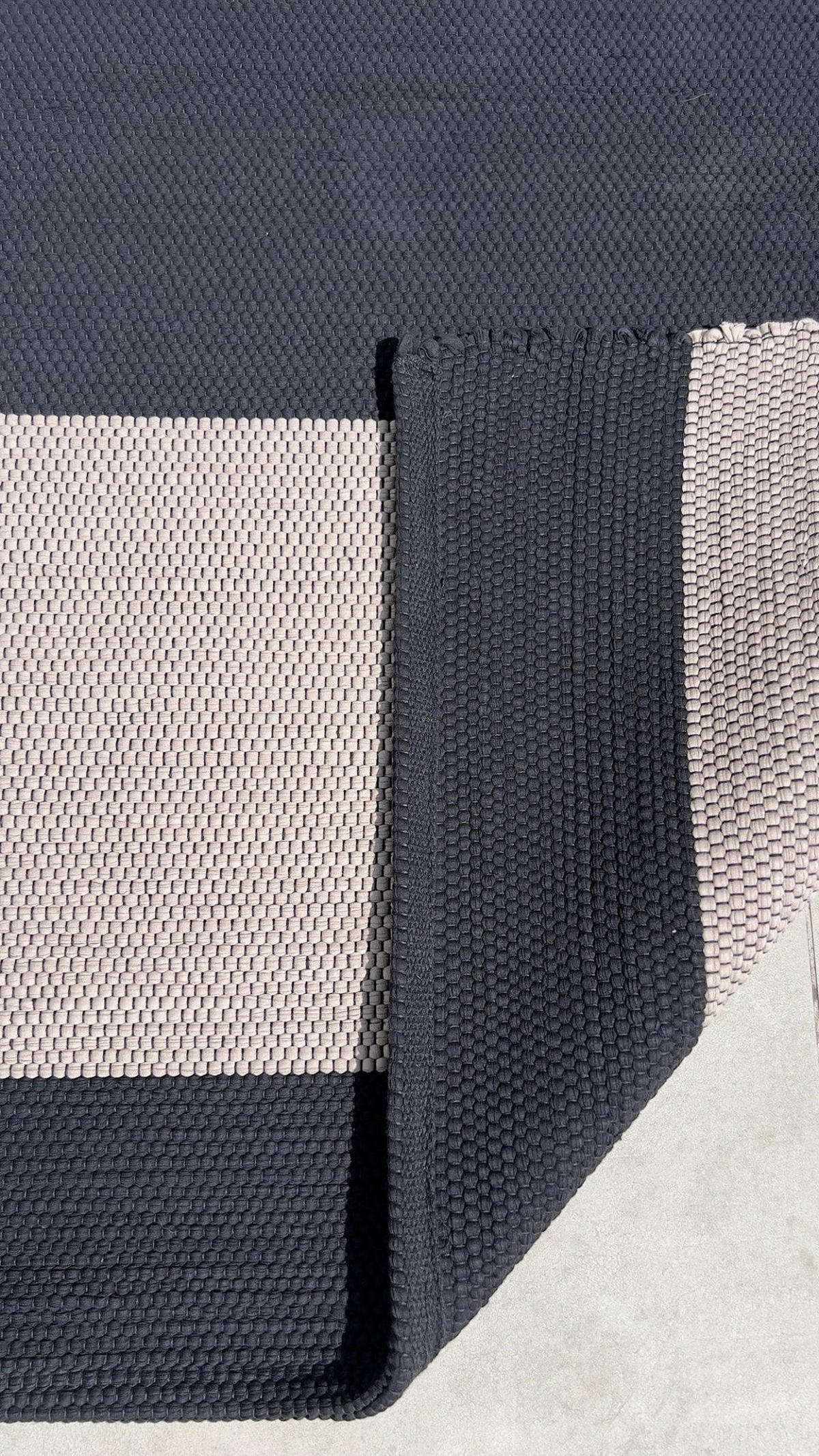 TEPPICH aus recycelter Baumwolle handgewebt schwarz - Schwarz, Naturmaterialien (140/200cm) - AFK Living