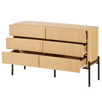 KOMMODE aus MDF 115,5x38x75cm in Natur mit 6 Schubladen - Naturfarben, Holzwerkstoff (115.5/75/38cm) - Modfu