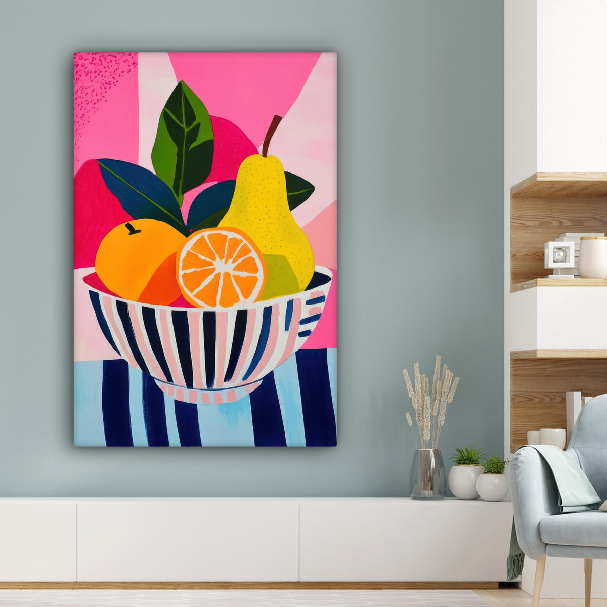 LEINWANDBILD Obst - Abstrakter Hintergrund - Rosa Deko Groß 90x140 cm - Pink, Textil (90/140cm) - MuchoWow