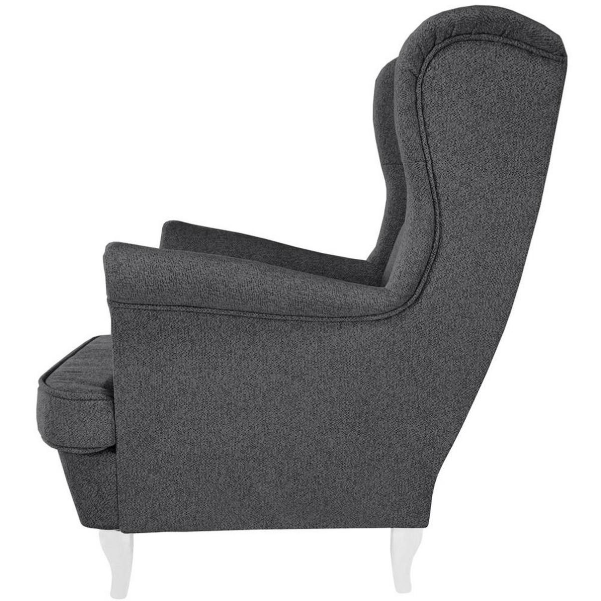 CHESTERFIELD-SESSEL Falco dunkelgrau mit Weiß Holzbeinen - Dunkelgrau/Weiß, Holz/Textil (82/102/92cm) - Beautysofa