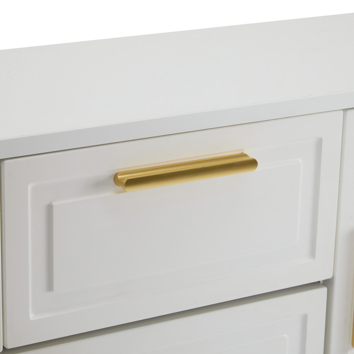 SCHUHSCHRANK Modern Goldgriffe Weiß 120x24x107cm - Weiß, Holzwerkstoff (24/107/120cm) - FLIEKS