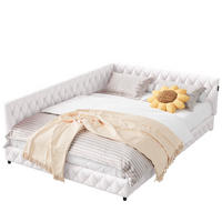 TAGESBETT Polsterbett 140x200 cm, Beige, LED-Beleuchtung und USB-Anschluss - Beige, Textil/Metall (140/200cm)