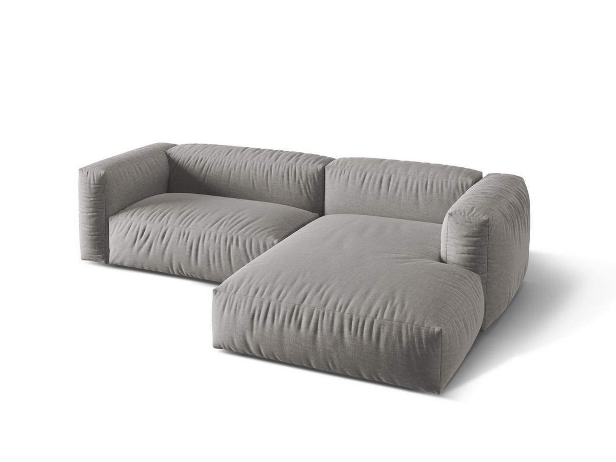 ECKSOFA modular rechts Martina aus strukturiertem Stoff hellgrau 2 Sitzplätze - Hellgrau, Textil (176/283cm) - Micadoni