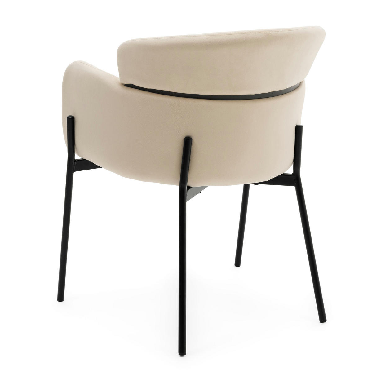 STUHL BOLZANO gepolsterter mit Steppung - beige - Samt Velour - Beige/Schwarz, Textil/Metall (62/80/61cm) - NEW HOME