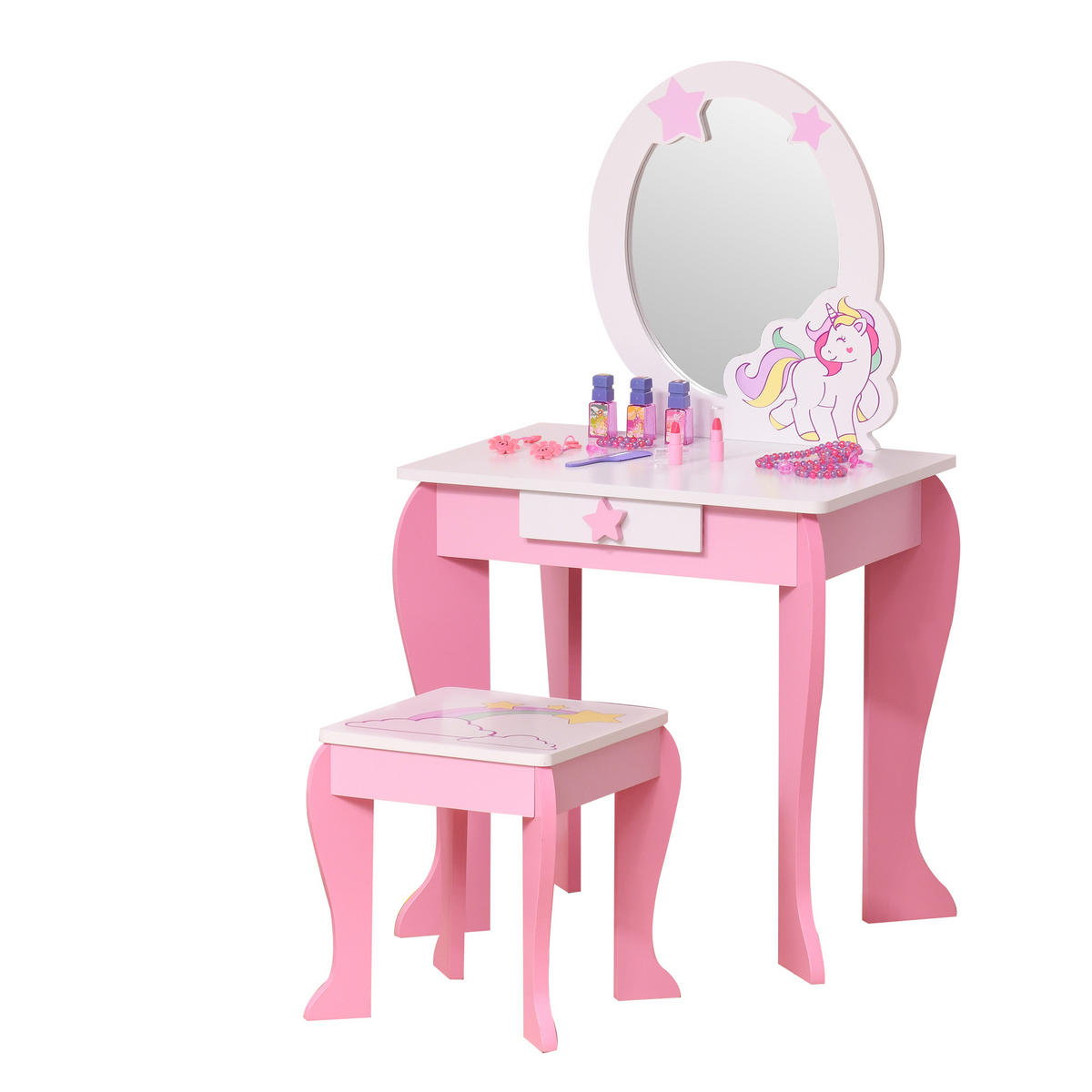 KINDERSCHMINKTISCH DE-18625 Rosa/Weiß - Pink, Holzwerkstoff (34/90/49cm) - ComfortXL