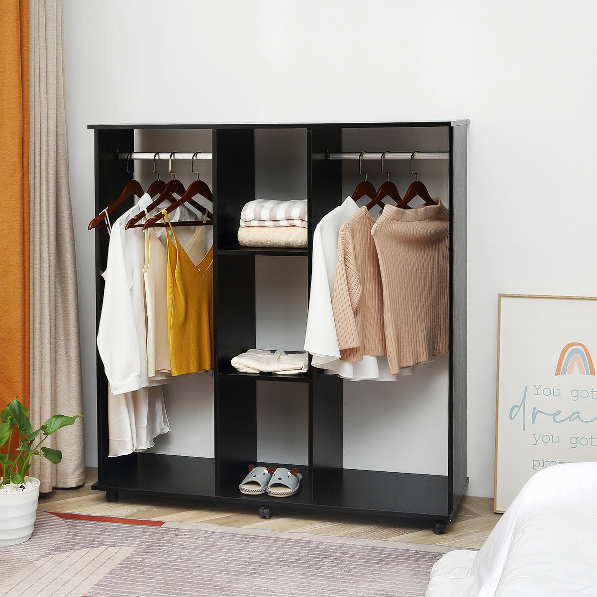 KLEIDERSCHRANK Schwarz 1 Stück - Schwarz, Holz (40/128/120cm) - GiPP