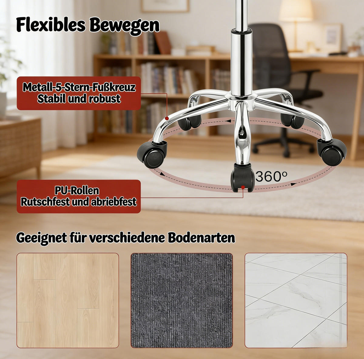 BÜROHOCKER höhenverstellbar drehbar Samt Dunkelgrau - Dunkelgrau, Metall (30/65.5/30cm) - Meubliv