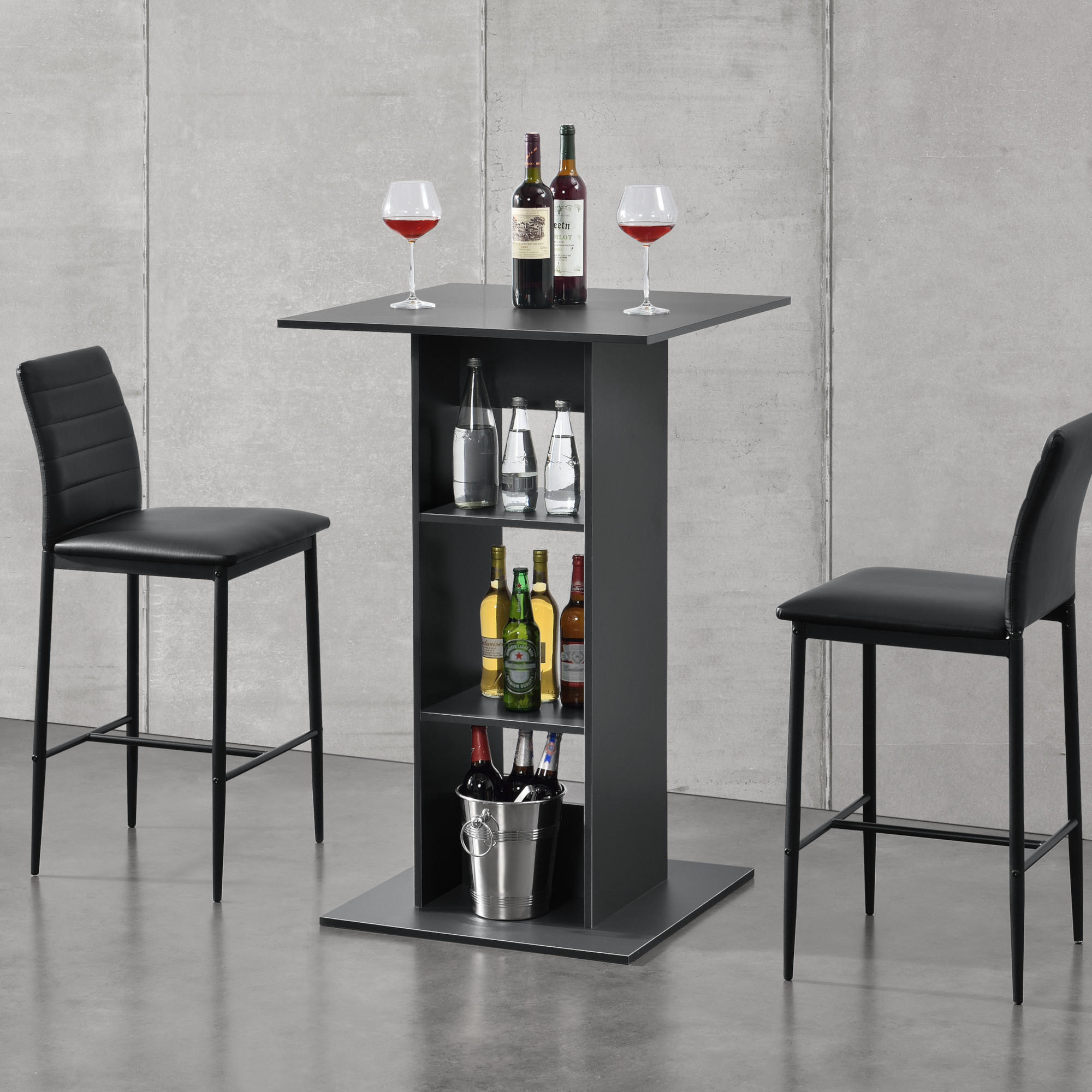 BARTISCH Visby - Dunkelgrau, Holzwerkstoff (70/110/70cm) - [en.casa]