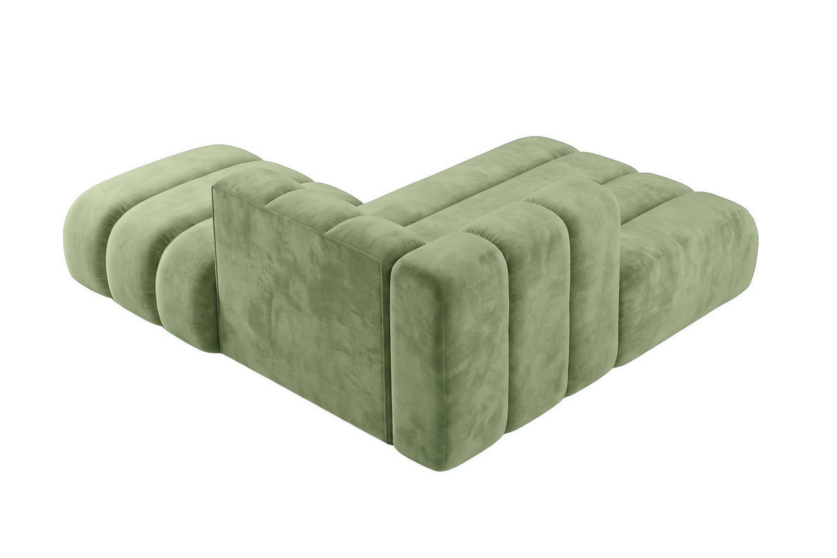 CHAISELONGUE Modulare Mit Hocker, Velvet-Stoff Riviera, Olive, Rechts, GRAND - Olivgrün, Holz (204/179cm) - Kaiser Möbel