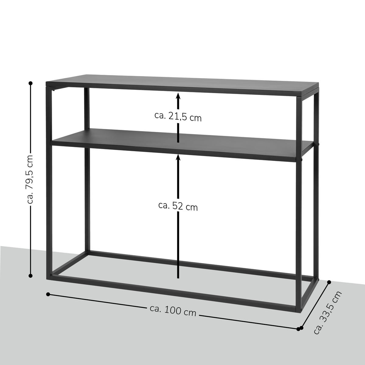 KONSOLENTISCH, schwarz, Metall - Schwarz, Metall (33.5/100/79.5cm) - bremermann