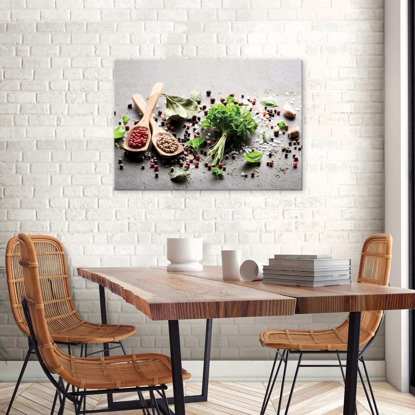 LEINWANDBILD Küche Gewürze Bilder 100x70 - Multicolor, Holzwerkstoff (100/70cm) - Wallarena