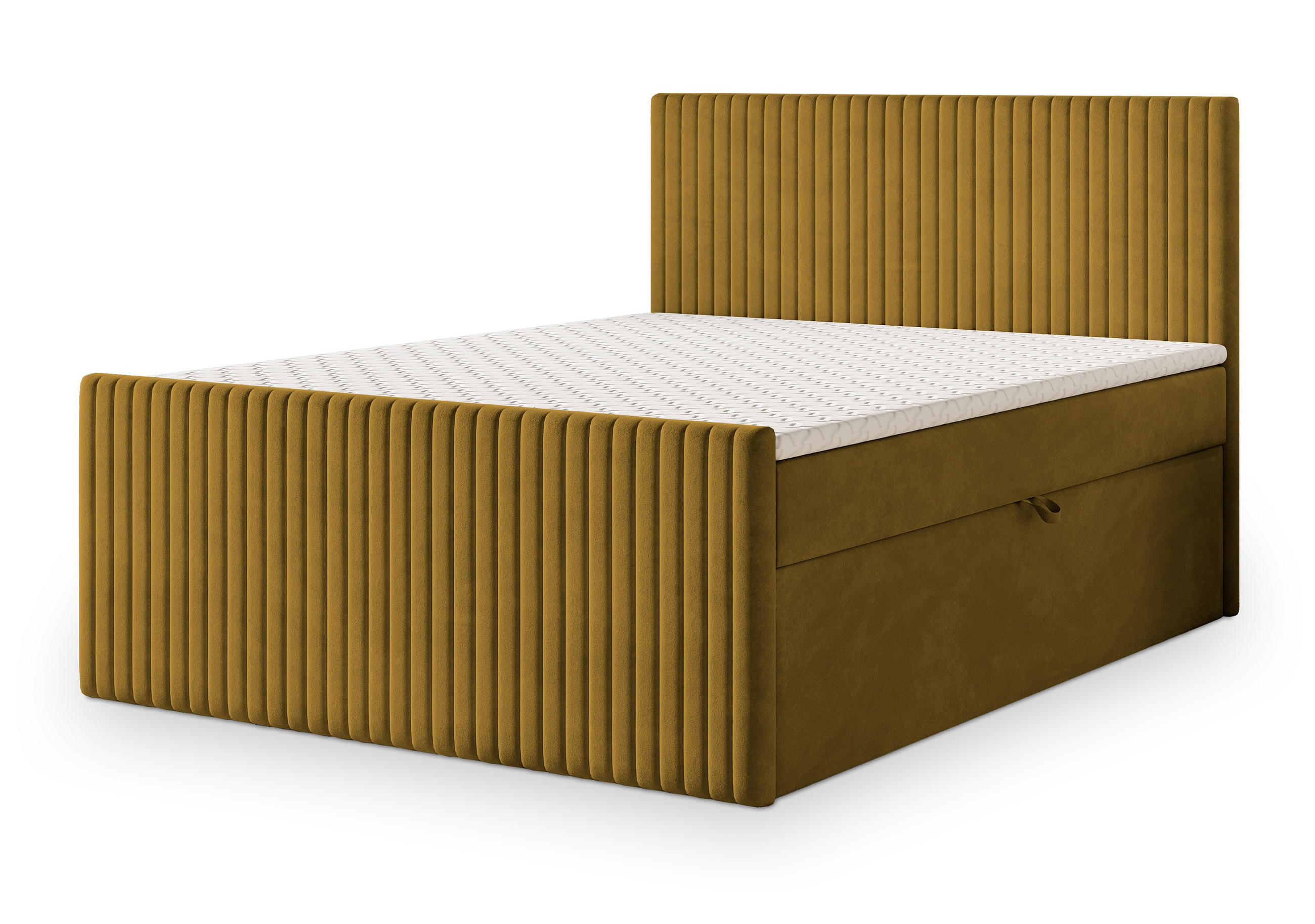 BOXBETT TERVAN 140x200 cm mit Matratze und Topper - Gelb - Gelb, Holz (140/200cm) - MASSENO