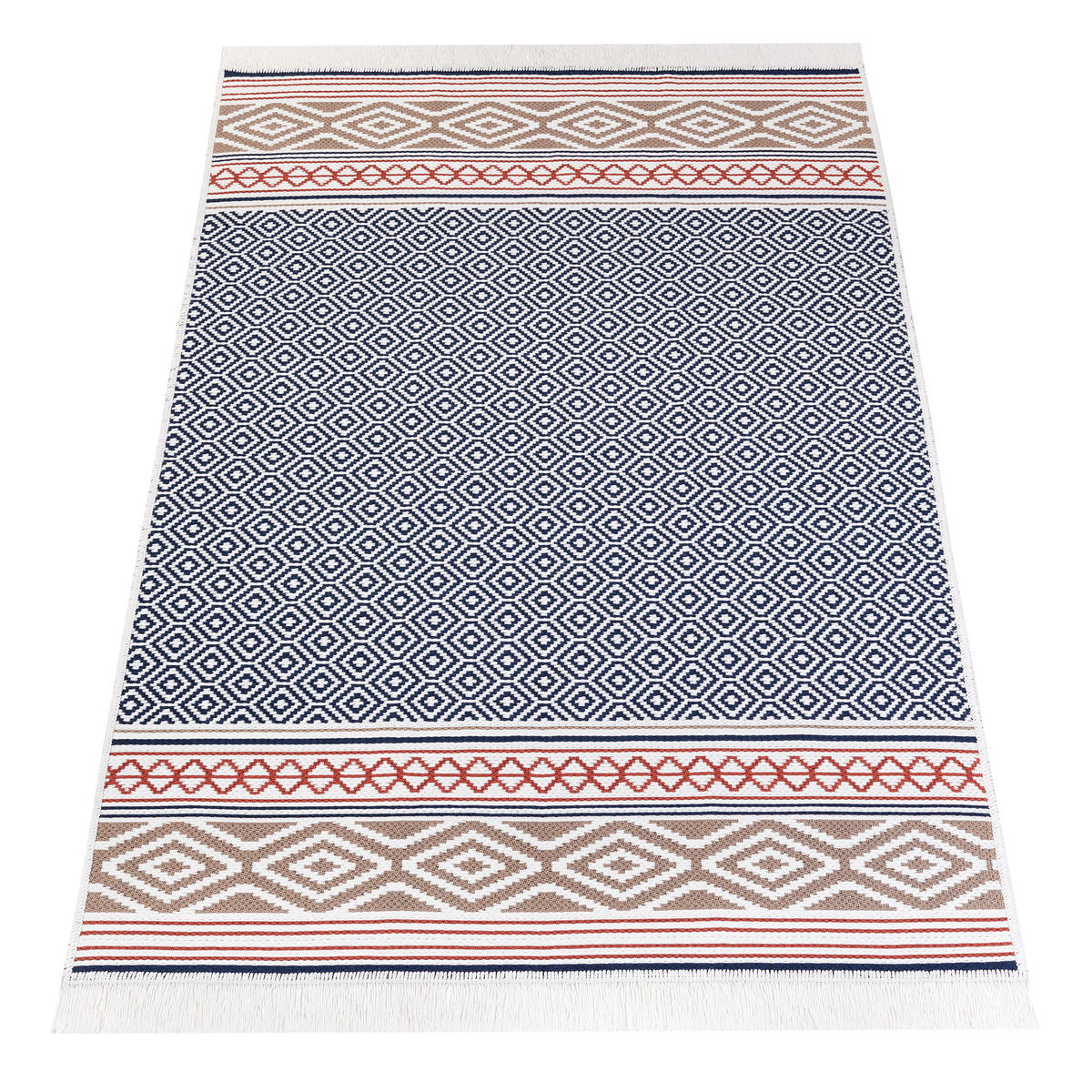 TEPPICH AZTECA Grau Rot 160/230 cm - Rot/Grau, Naturmaterialien (160/230cm) - Tapiso