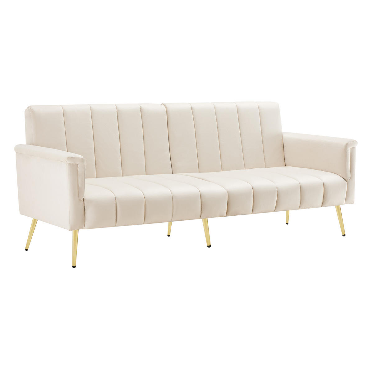 SCHLAFSOFA 183/76/75 cm in Beige – mit Samtbezug und verstellbaren Armlehnen - Beige, Textil (76/75/183cm) - BEAOK