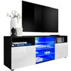 SIDEBOARD TV URBINO Black, Blau LED Beleuchtung - Schwarz/Weiß, Glas/Holzwerkstoff (140/53/35cm) - Komodee