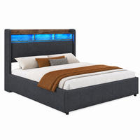 POLSTERBETT mit Stauraum, LED & USB 160x200 cm Grau - Grau, Metall (160/200cm) - Meubliv