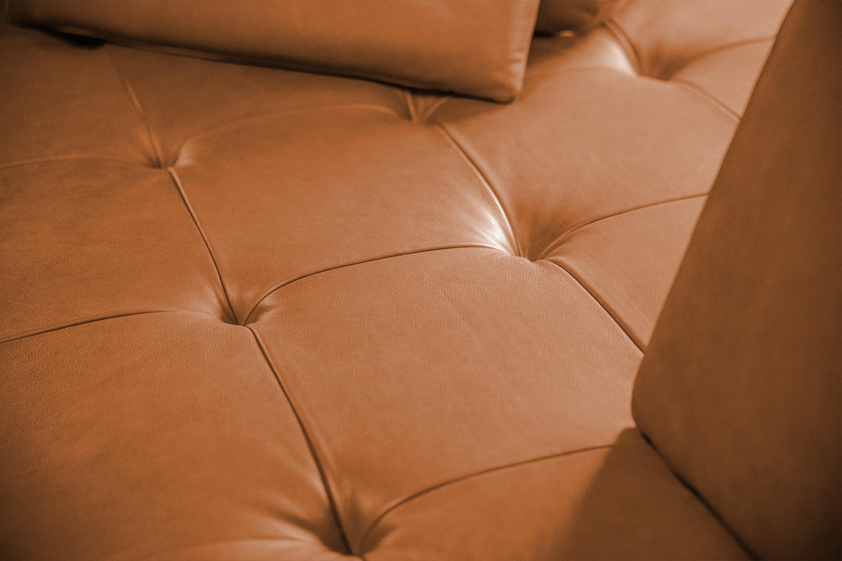 SOFA MIT HOCKER WIOLO 2ER SET Braun Leder - Dunkelbraun/Silberfarben, Leder/Metall (240/83/110cm) - KAWOLA