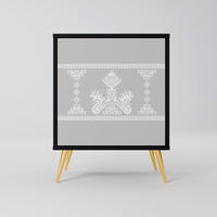 SIDEBOARD THAI GRAY, Schwarz, 57,5x42x75,5 cm, Goldfarbene Metallfüße - Goldfarben/Multicolor, Holzwerkstoff/Metall (57.5/75.5/42cm) - SpaceRebels