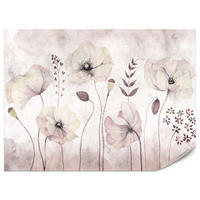 FOTOTAPETE für Schlafzimmer Zarte Mohnblumen Wiese Blumen 500x350 - Violett, Papier (500/350cm) - Muralo