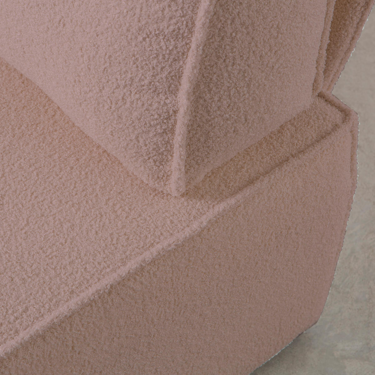 3-SITZER-SOFA Chaiselongue bezogen Bouclé und Kiefernholz Hellrosa LEA - Pink, Textil (278/87/90cm) - RNT By Really Nice Things