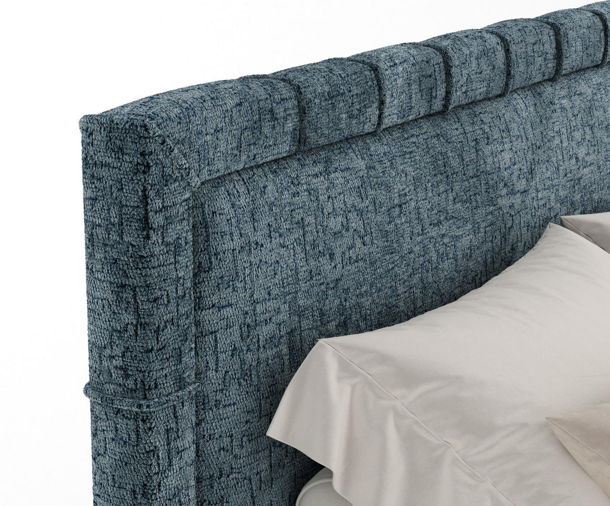 BOXSPRINGBETT Rosabel Blau Grau 180/200 cm mit Matratze und Topper - Blaugrau/Schwarz, Holz/Holzwerkstoff (180/200cm) - Maison de Reve