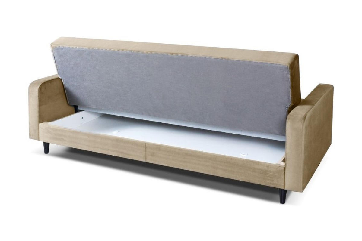 SOFA Luna 213cm im skandinavisches Stil, mit Schlaffunktion und Bettkasten, beige - Beige, Kunststoff (213/92/94cm) - Margaret Hadas24