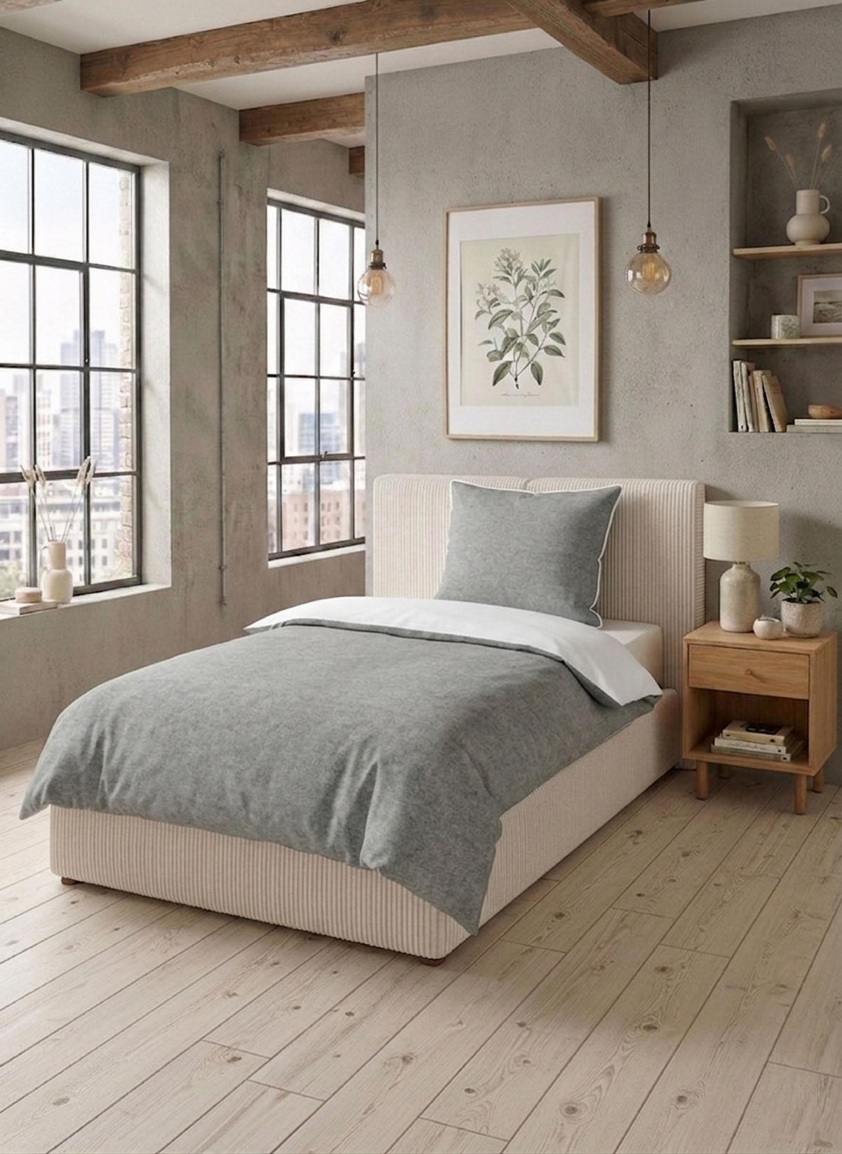 BETTWÄSCHE-GARNITUR Premium Biber Melange UNI sturmgrau, 155x200 cm + 80x80 cm - Grau, Textil (155/200cm) - biberna
