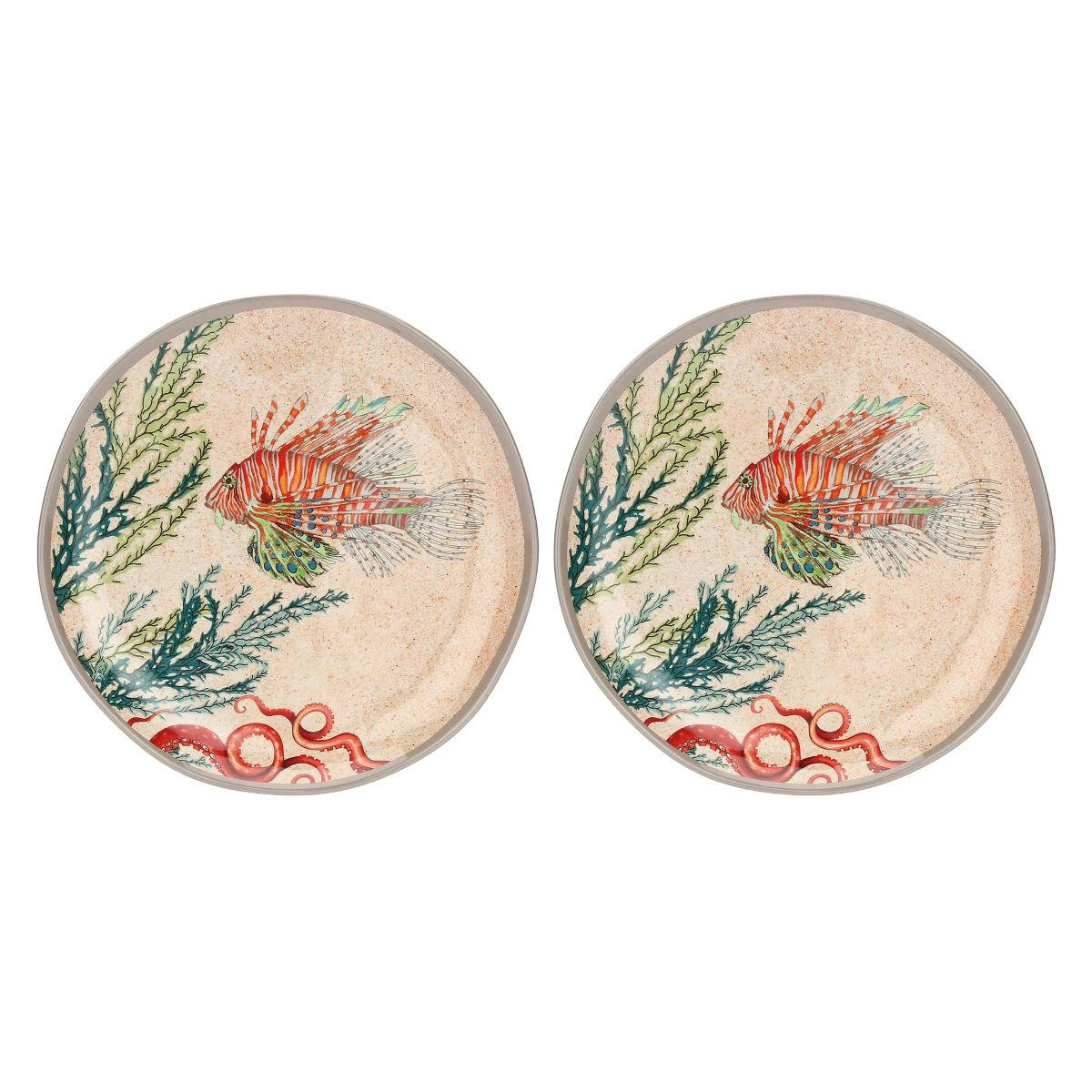 FRÜHSTÜCKSTELLER / Dessertteller Ø 21 cm Sea Life Set mit 2 Stück - Multicolor, Kunststoff (21cm) - Rose & Tulipani