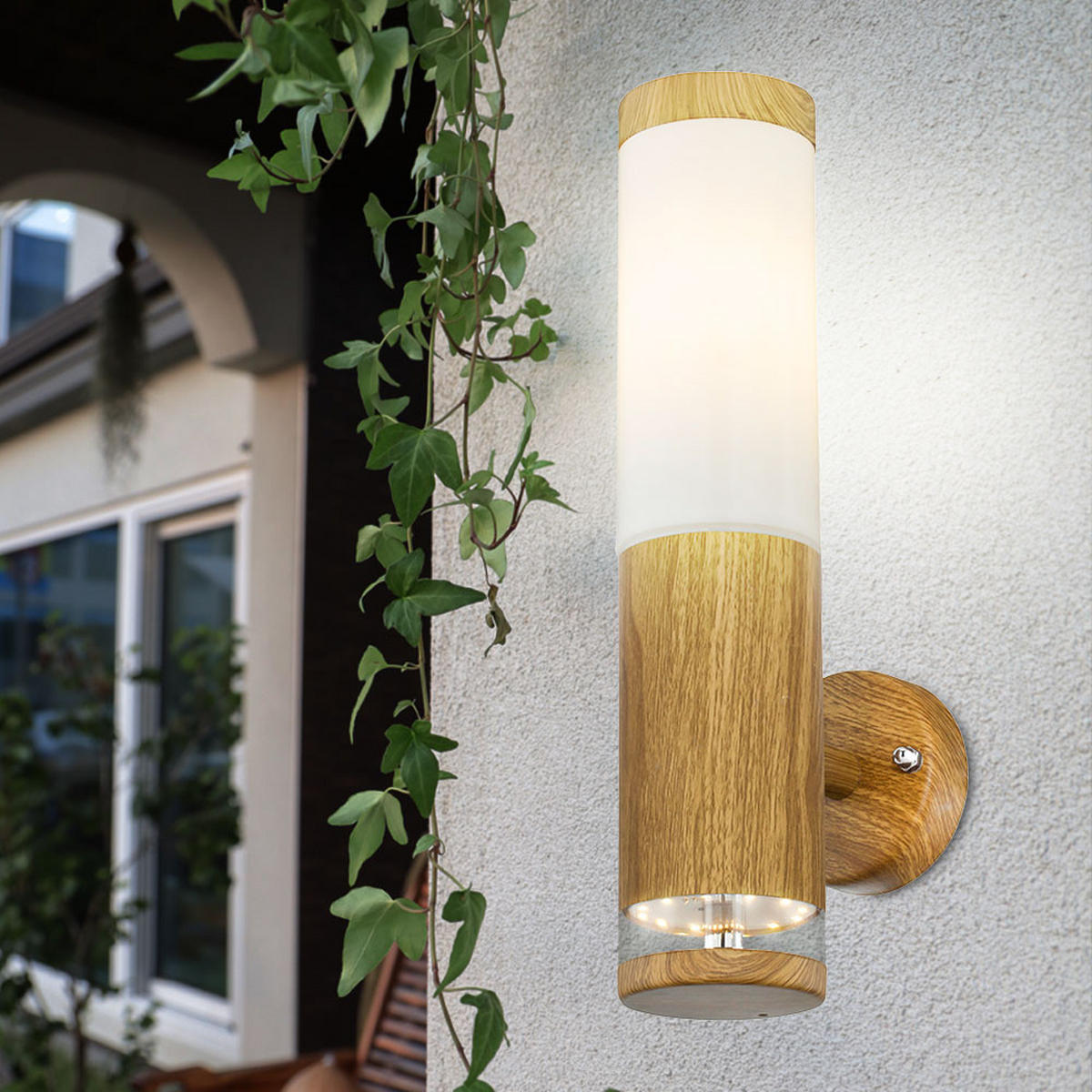 LED AUSSEN-WANDLEUCHTE Edelstahl Braun - Braun, Metall (8.5/35/14.2cm) - Globo Lighting