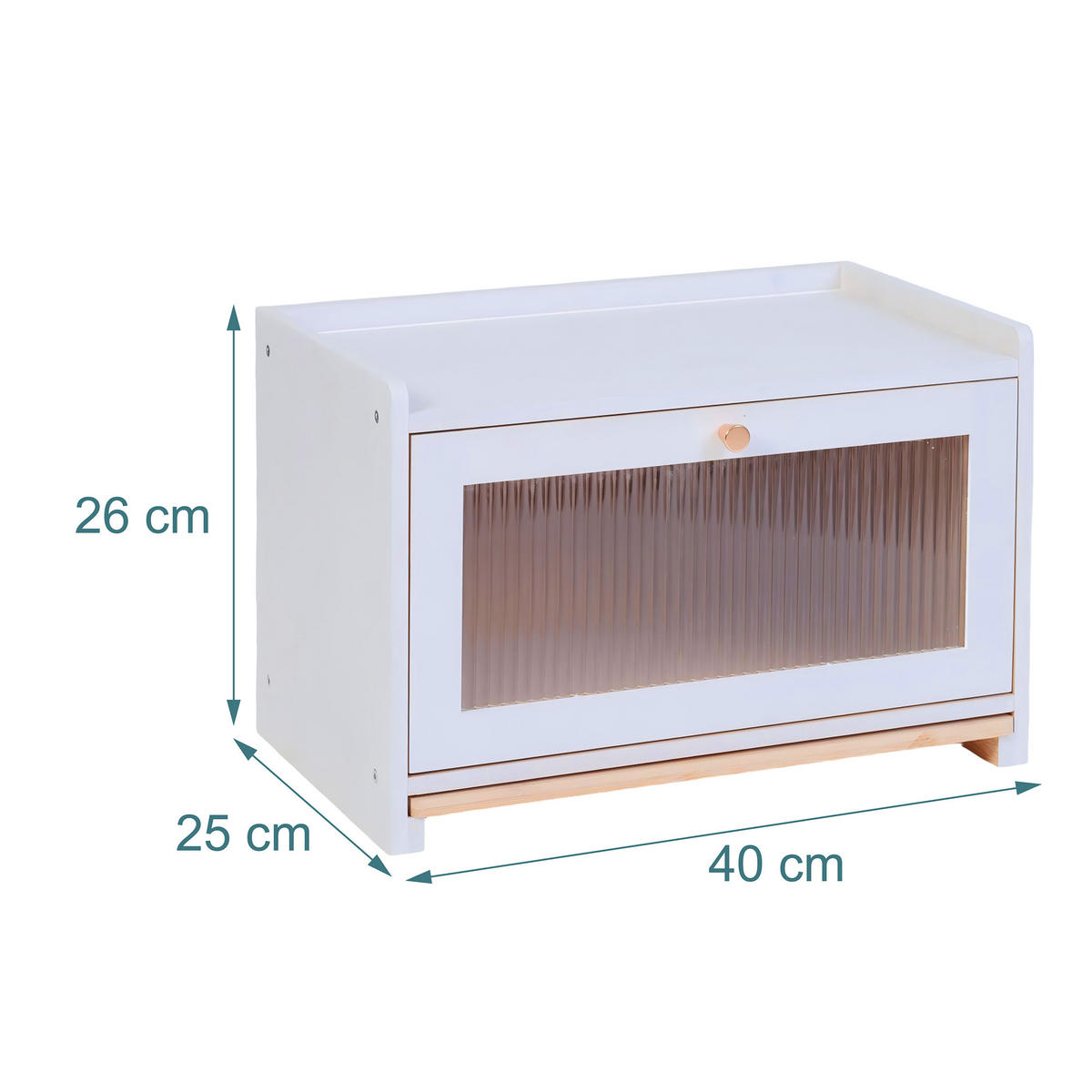 DÓZA na chlieb - biela, drevo/plast (40/26/25cm) - Relaxdays