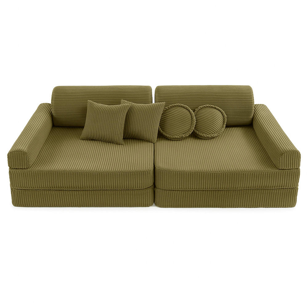 KINDERSOFA AESTHETIC 160 cm Cord Khaki 10 Stk - Grün, Textil (80/12/160cm) - MeowBaby