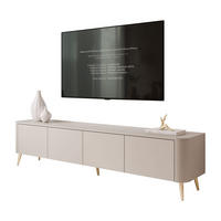 TV-SCHRANK CELESTE PUSH OPEN mit Beleuchtung auf Schräge goldene Füßen - Kaschmir, Holzwerkstoff (200/46.5/40cm) - Lookway