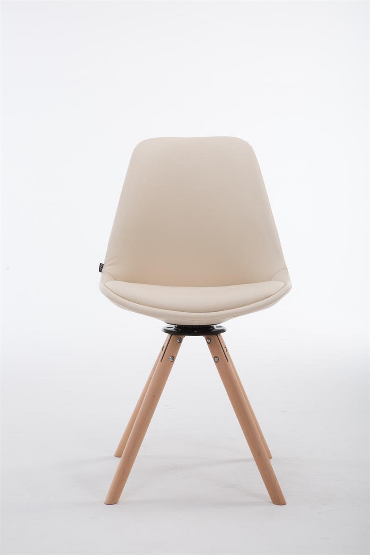 STUHL Lederlook creme - Eukalyptusholzfarben/Creme, Holz/Textil (48/84/56cm) - CLP