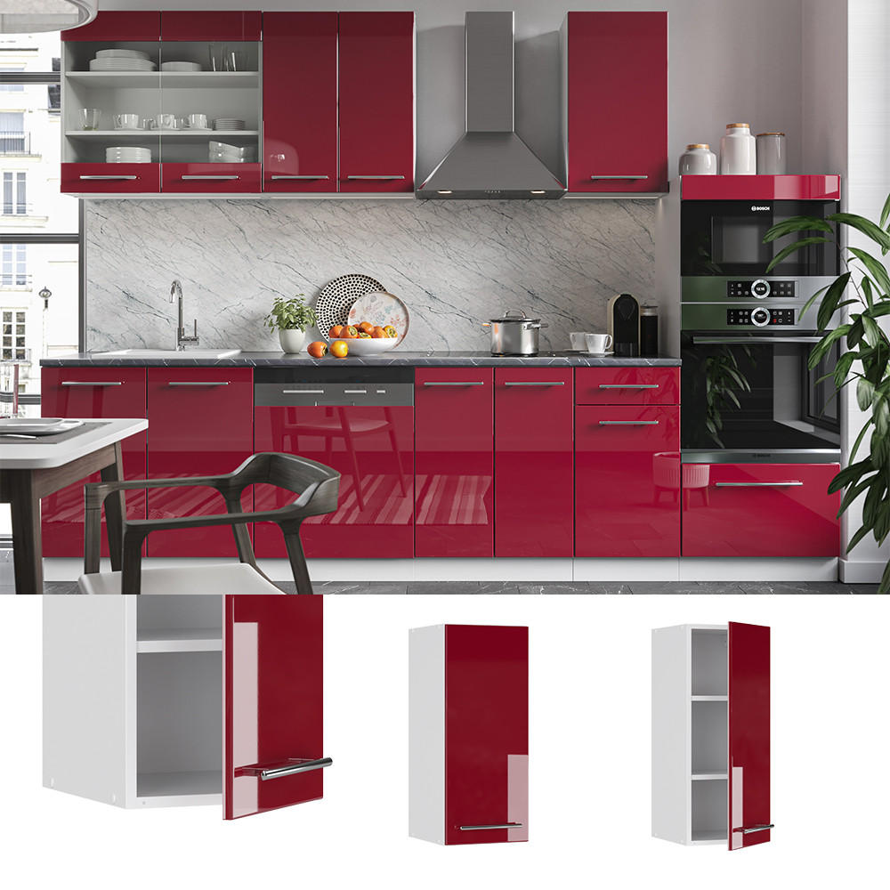 HÄNGESCHRANK Fame-Line Bordeaux Hochglanz 30 cm - Bordeaux/Weiß, Holzwerkstoff (30/72/34.1cm) - Vicco