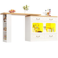 BARTISCH 360° Drehbar 135-203cm LED Stauraum Weiß - Weiß, Holzwerkstoff (39/135/928cm) - FLIEKS
