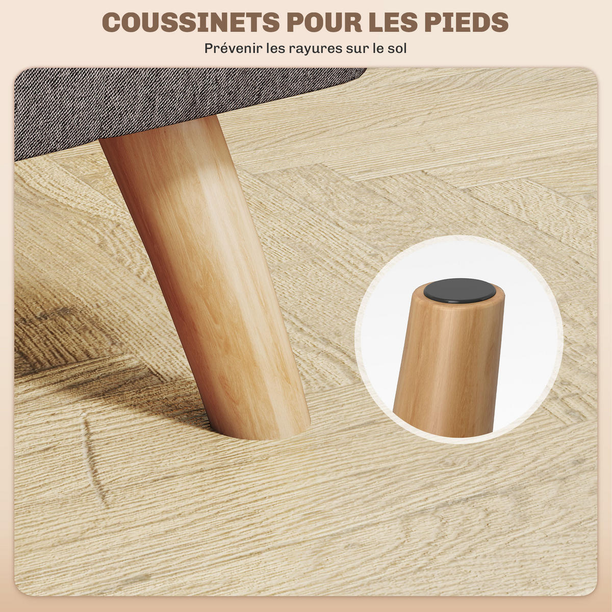 HOCKER DE-16433 gepolstert mit Holzbeinen Grau - Grau, Textil (27/26/27cm) - ComfortXL