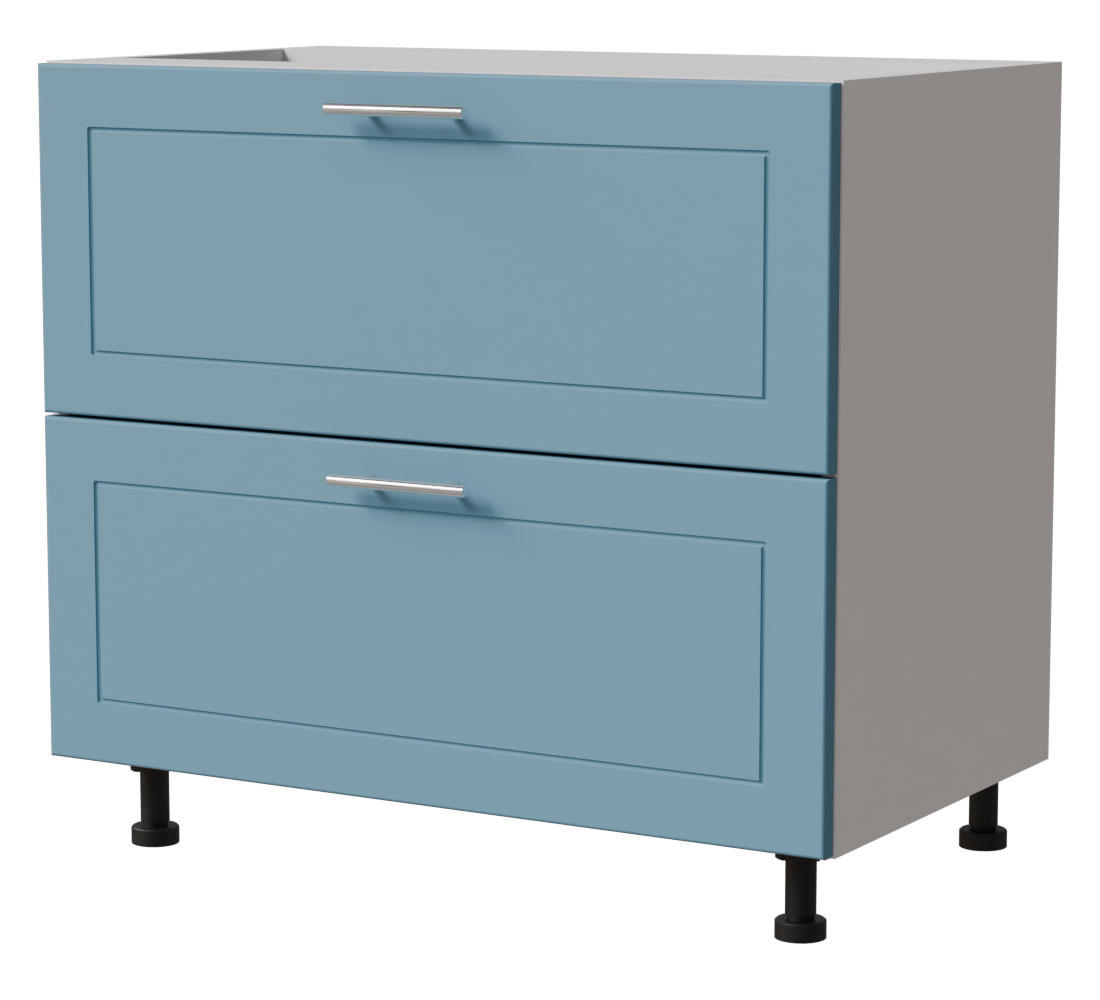 SCHUBLADENUNTERSCHRANK Bari D2/90 Weiß / RAL 5024 pastellblau 90 / 50 / 82cm REJS Vollauszug - Blau/Weiß, Holz/Holzwerkstoff (90/82/50cm) - Feldmann-Wohnen