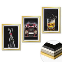 WANDBILDER 3er Set - 20x30 cm Goldrahmen - Frauenbeine Rosenauto Whisky - Goldfarben, Kunststoff (20/30cm) - ArtPrintCave