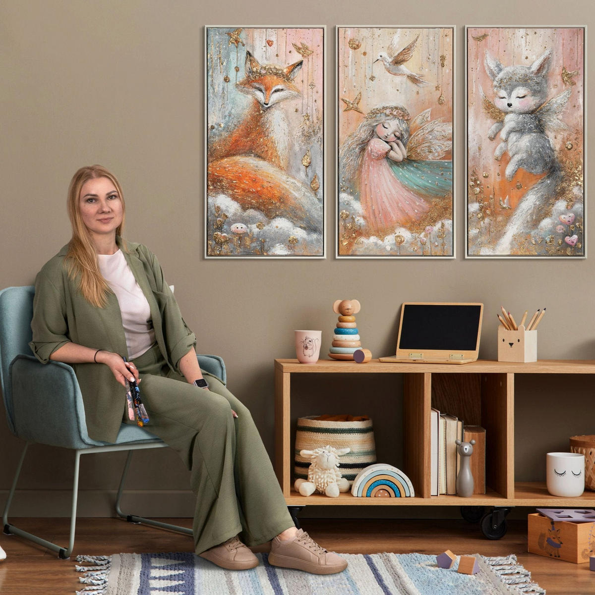 GEMÄLDE Verzauberte Welt Schattenfugenrahmen Beige 120x60 cm - Beige, Holz (120/80cm) - YS-art gallery