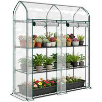 GEWÄCHSHAUS DE-12075 3-stufig mit PVC-Bâche und 2 Rolltüren Transparent - Transparent, Metall (46/165/143cm) - ComfortXL