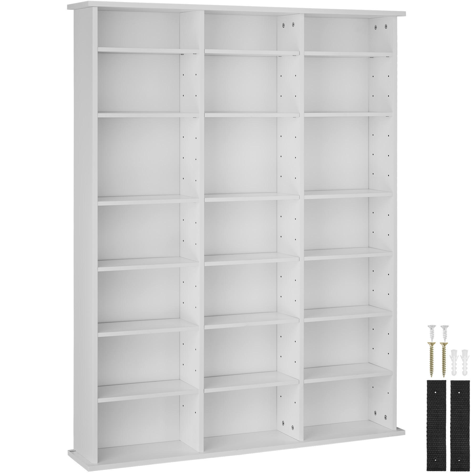 CD/DVD Regal Stevie,105,5 x 19 x 136,5 cm,weiß matt - Weiß, Holz (19/136.5/105.5cm) - tectake
