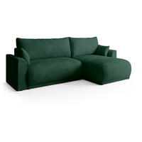 ECKSOFA MORENO mit Schlaffunktion Grün Cord - Dunkelgrün, Textil (262/160cm) - Bromarkt