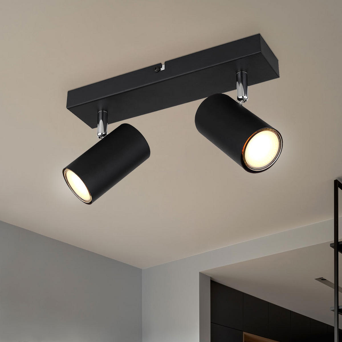 DECKENLEUCHTE Metall Schwarz matt - Schwarz, Metall (26/6/12cm) - Globo Lighting