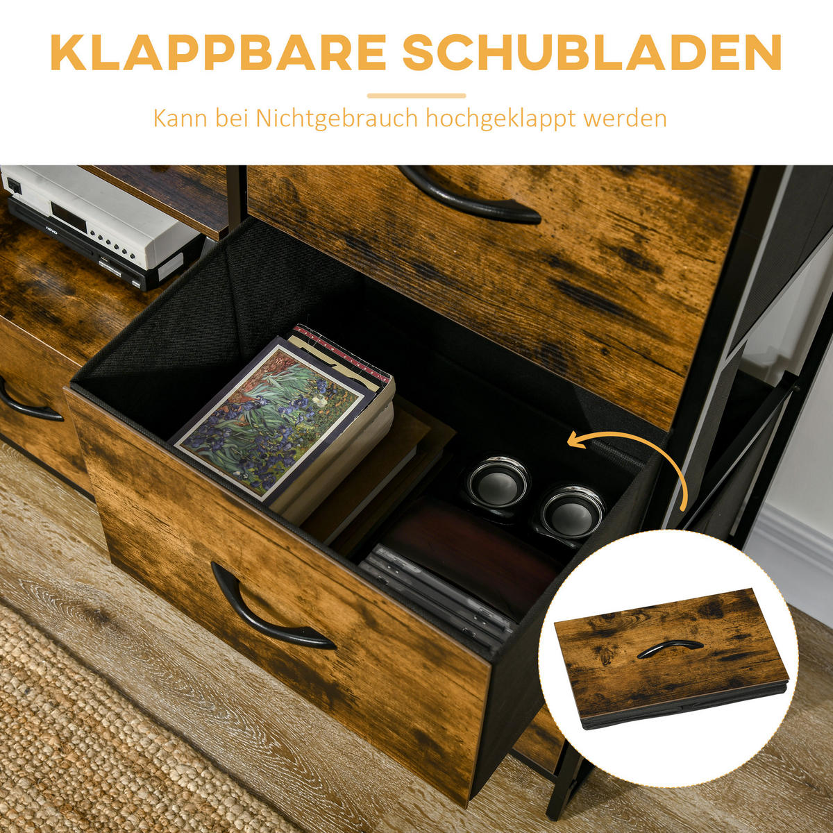 KOMMODE Aufbewahrungsschrank - Braun, Textil (40/155/44cm) - HOMCOM