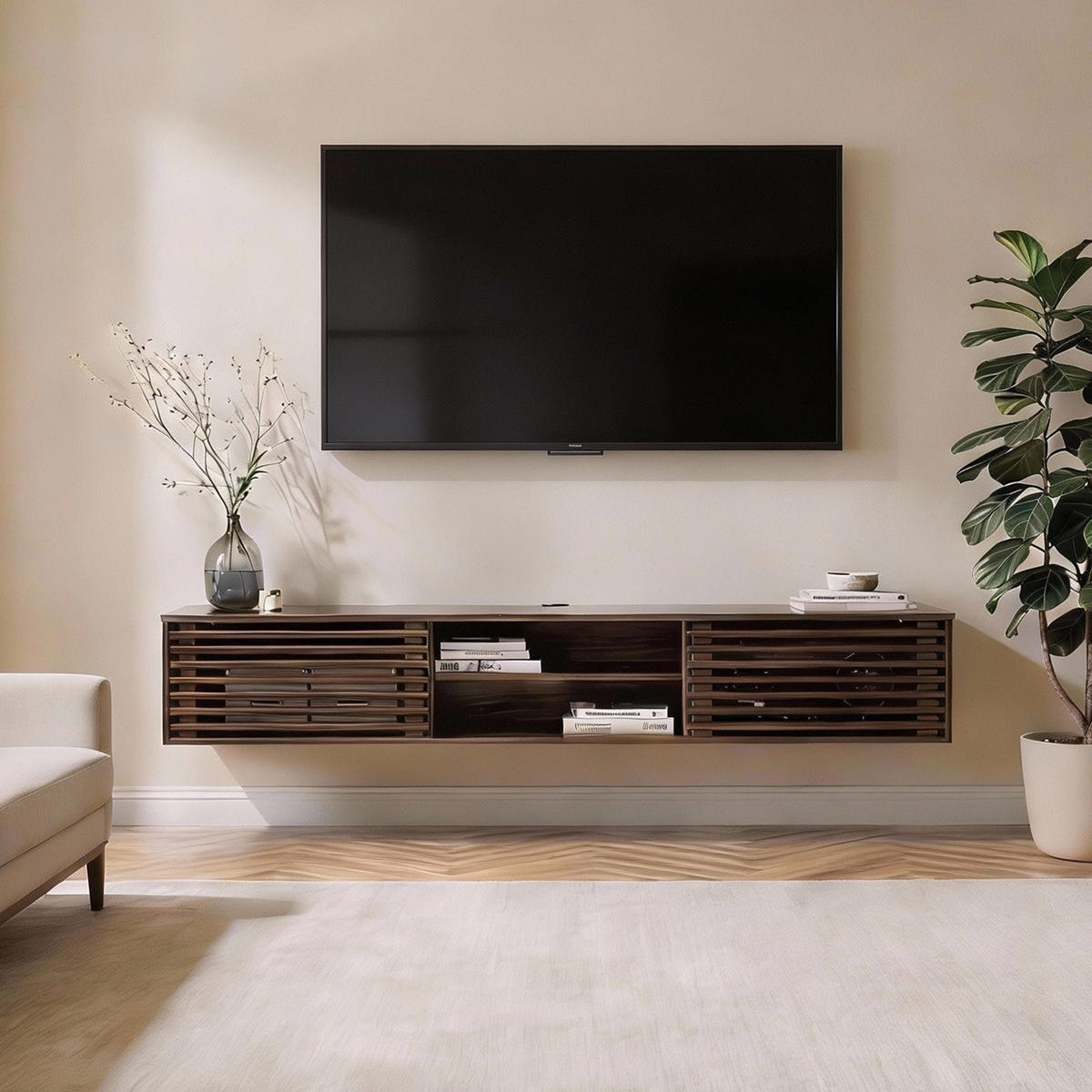 LOWBOARD RIAN nussbaum - Nussbaumfarben, Holz (175/30/34cm) - IDIMEX